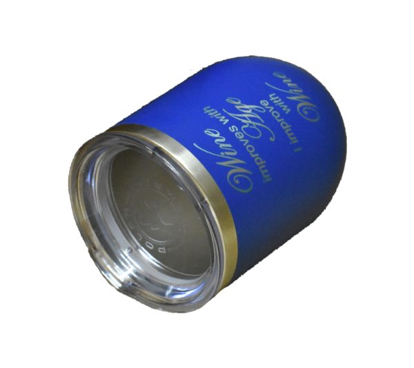 Custom engraved metal wine tumbler.