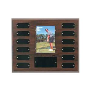 Cherry finish perpetual photo plaque.