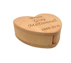 Custom engraved, heart shaped, box.