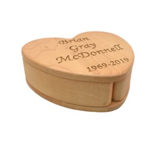 Custom engraved, heart shaped, box.