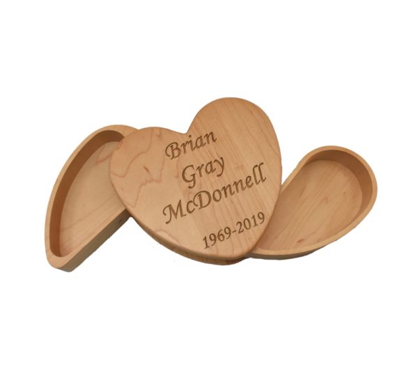 Custom engraved, heart shaped, box.