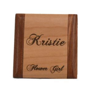 Custom engraved wooden compact mirror.