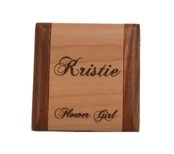 Custom engraved wooden compact mirror.