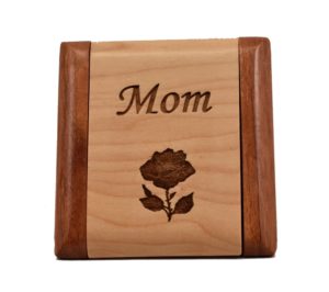 Custom engraved wooden compact mirror.