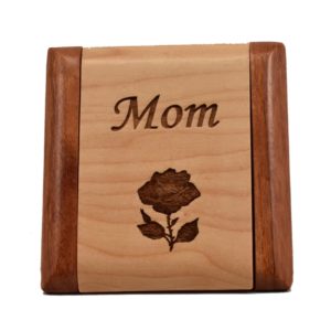 Custom engraved wooden compact mirror.