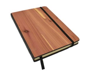 Cedar wood notebook cover.