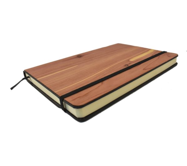 Cedar wood notebook cover.
