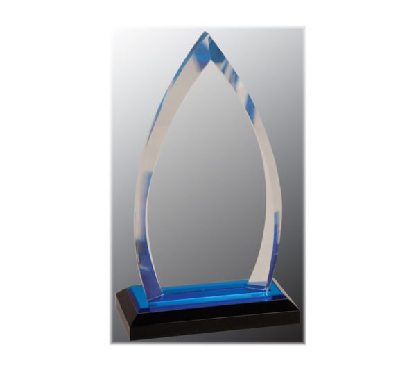 Oval impress acrylic award with blue highlights.