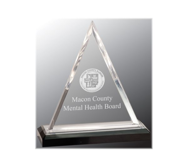 Triangle impress acrylic award with silver highlights.