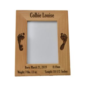 Custom engraved, wooden picture frame.