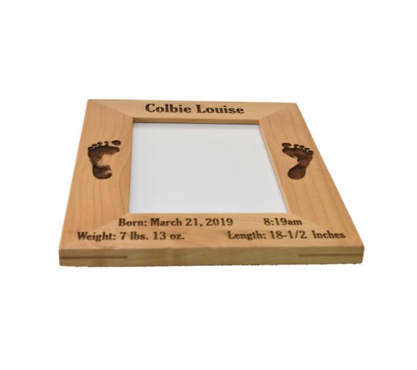 Custom engraved, wooden picture frame.