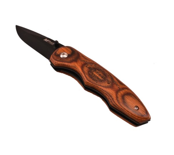 Clip style, engraved pocket knife.