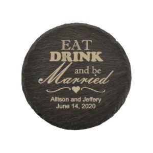 Custom engraved slate coaster.