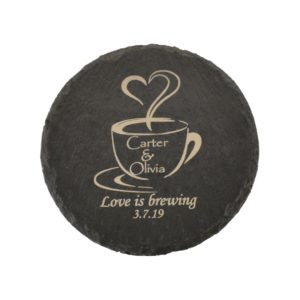 Custom engraved slate coaster.