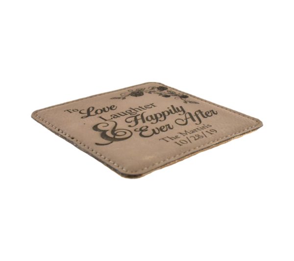 Happily Ever After Custom Engraved Square Leather Coaster - Image 2