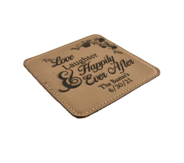 Happily Ever After Custom Engraved Square Leather Coaster - Image 5