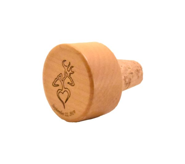 Deer Head Hearts Engraved Wood Wine Stopper Wedding Favor