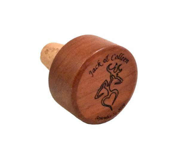 Deer Head Hearts Engraved Wood Wine Stopper Wedding Favor - Image 2