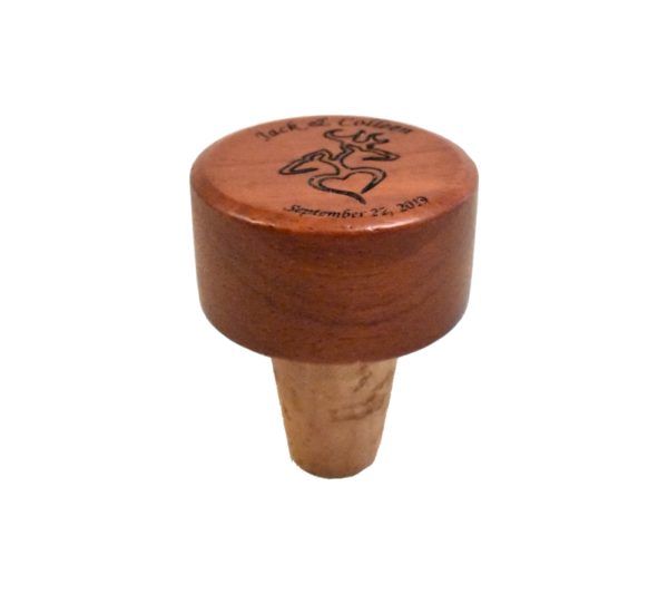 Deer Head Hearts Engraved Wood Wine Stopper Wedding Favor - Image 3