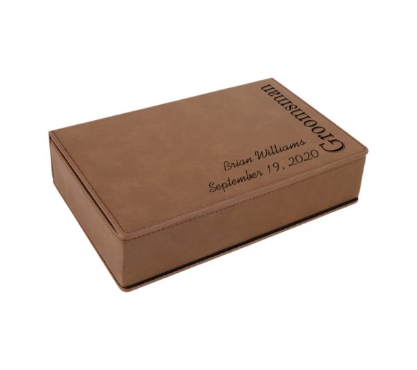 Groomsman Custom Engraved Leather Flask Set - Image 2