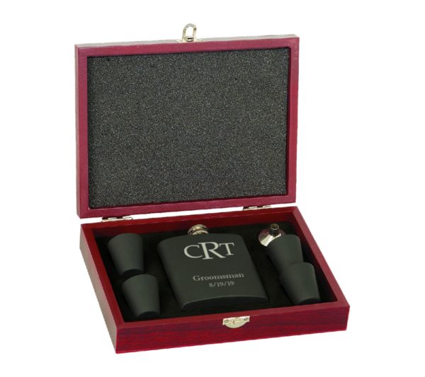 Monogram Custom Engraved Metal Flask Set