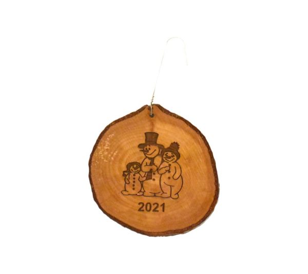 Rustic 3 Snowmen Wood Ornament