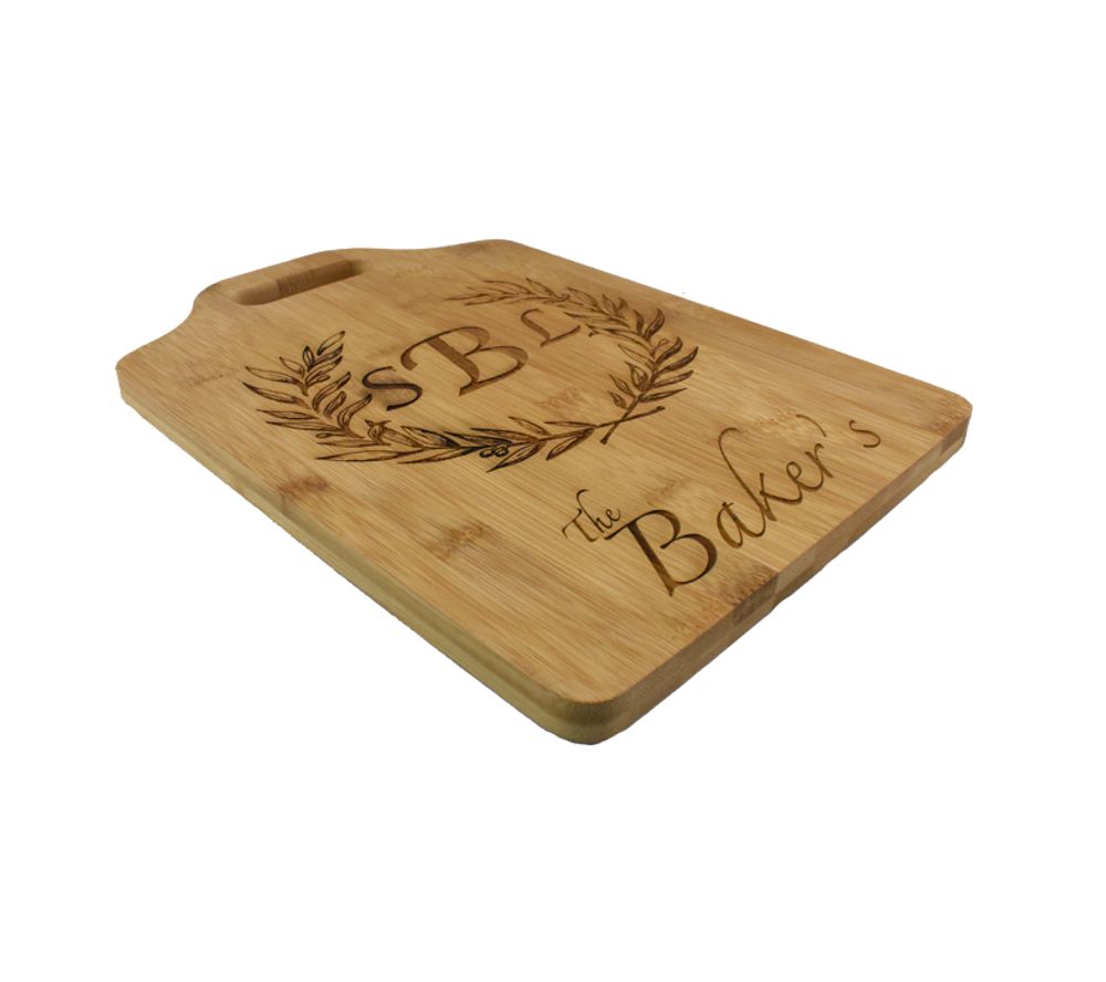 Family Monogram Custom Engraved Bamboo Cutting Board - Whitetail  Woodcrafters