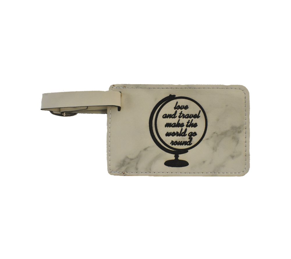 Engraved Luggage Tag With Contact Card Leather Travel Bag 