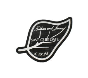 Leaf Shape Engraved Wedding Save the Date