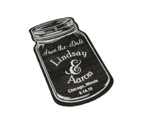 Engraved Save the Date Mason Jar Shape