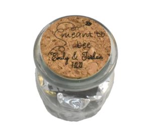 Meant to Bee Engraved Wedding Favor Jar with Cork Lid