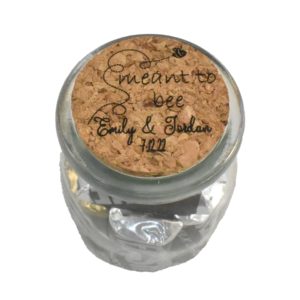 Meant to Bee Engraved Wedding Favor Jar with Cork Lid