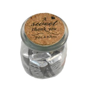 Sweet Thank You Engraved Wedding Favor Jar with Cork Lid