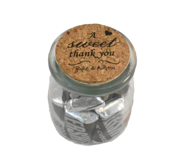 Sweet Thank You Engraved Wedding Favor Jar with Cork Lid
