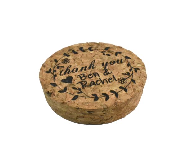 Engraved Thank You Wedding Favor Jar Cork Lid