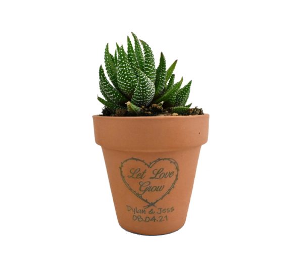 Let Love Grow Engraved Terra Cotta Pot Wedding Favor