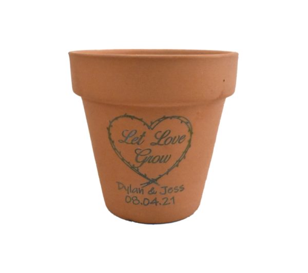 Engraved Wedding Favor Terra Cotta Pot