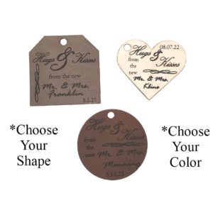 Hugs and Kisses Leather Wedding Favor Tag