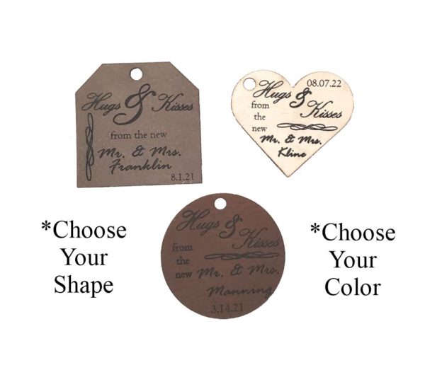 Hugs and Kisses Leather Wedding Favor Tag