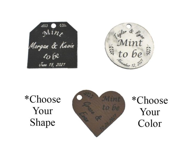 Mint To Be Engraved Leather Wedding Favor Tag