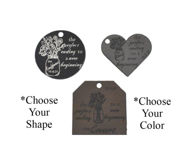 Perfect Ending Leather Wedding Favor Tags