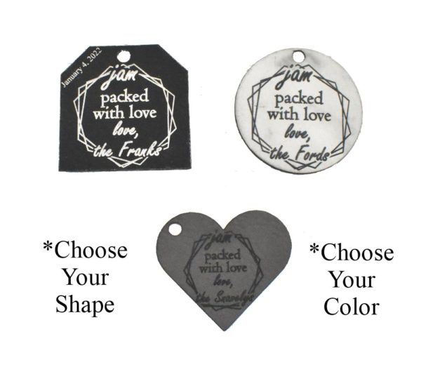 Jam Packed with Love Leather Wedding Favor Tag