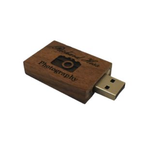 Business Logo Custom Engraved Wood 16GB Flash Drive