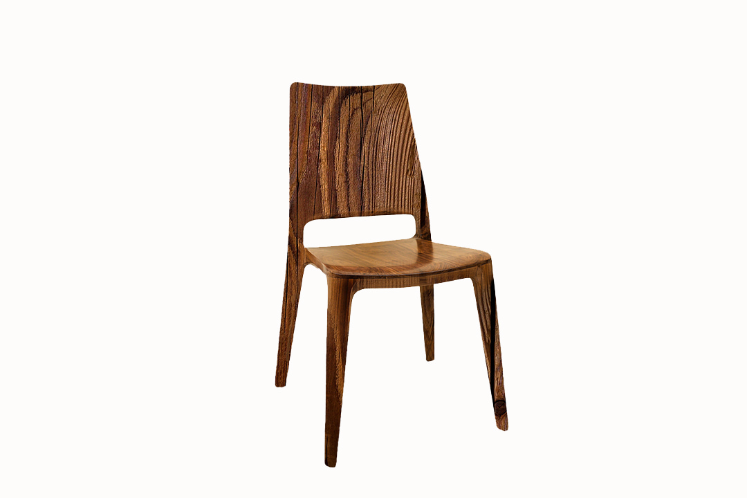 Dark brown wooden chair by itself